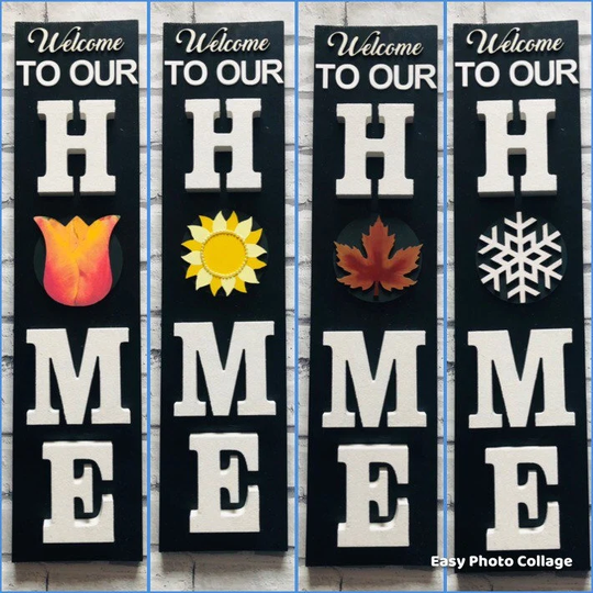 Welcome To Our Home Sign, Interchangeable Welcome Seasonal Decor, New Gift, Wall Decor