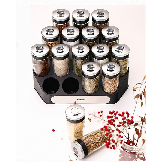 Readcly - Spice Jar Jars, Revolving Compounving Spice Rack Organizer Spinning Countertop Herb and Spice Rack Organizer with 8 Empty Spice Jars for