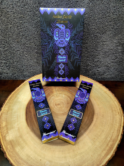 Raven Spirit Incense Sticks - Patchouli Blend 15 Gram Package Harmonia Brand By Goloka