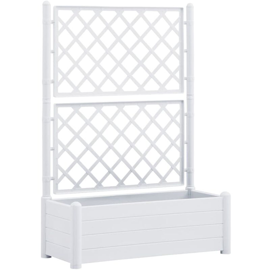 Garden Planter with Trellis 100x43x142 cm pp White Vidaxl White