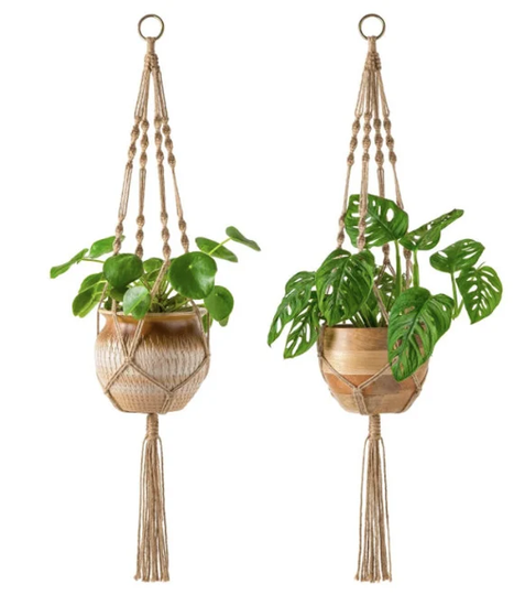 2 Pack Macrame Plant Hangers Indoor Hanging Planter Basket Decorative Flower Pot Holder Jute Rope Outdoor Home Decor 4 Legs 40 Inch