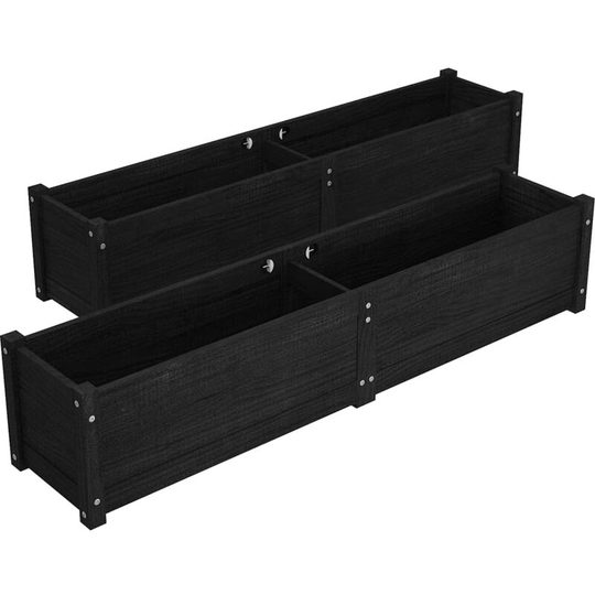 Garden Raised Beds 2 pcs Black 150x31x31 cm Solid Pinewood Vidaxl Black