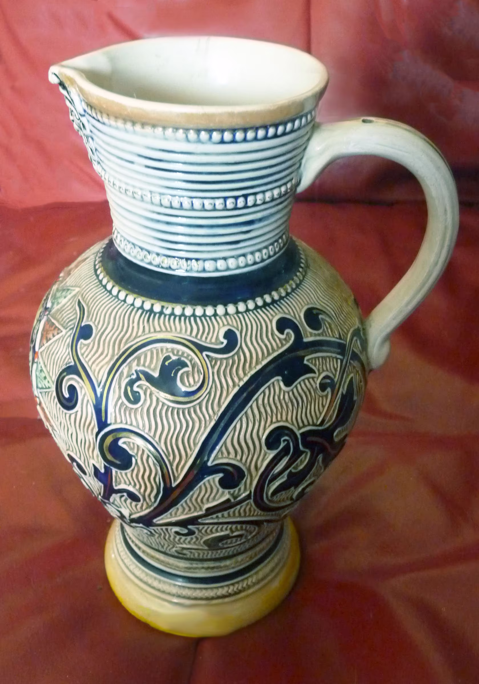 Antique German Marzy & Remi Stoneware Salt Glazed Beer Stein Pitcher