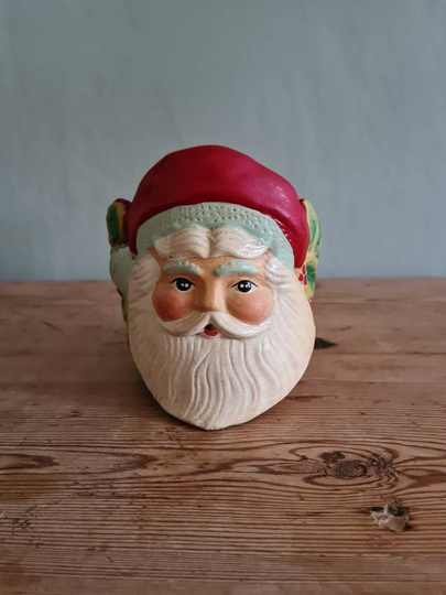 Vintage Santa Claus Decorated Christmas Flower Pot