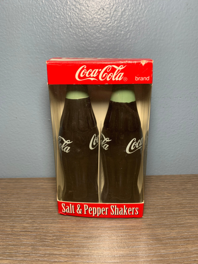 Vintage 1996 Ceramic Coca-Cola Bottles Salt & Pepper Shakers New in Box