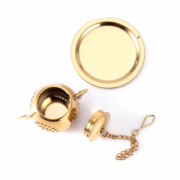 New Style With Gold Tray Stainless Steel Teapot Strainer Lid, Tea Set, Cup, Mug, Accessories, Lover Gift Idea