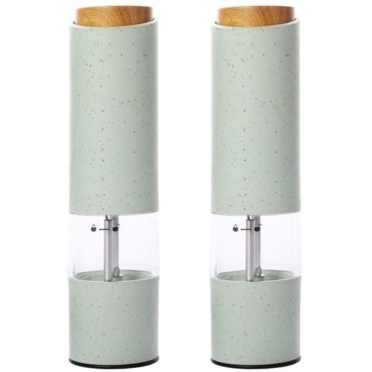 2PCS Electric Salt and Pepper Grinder Set Battery Operated Salt And Pepper Mill And Pepper Grinder green