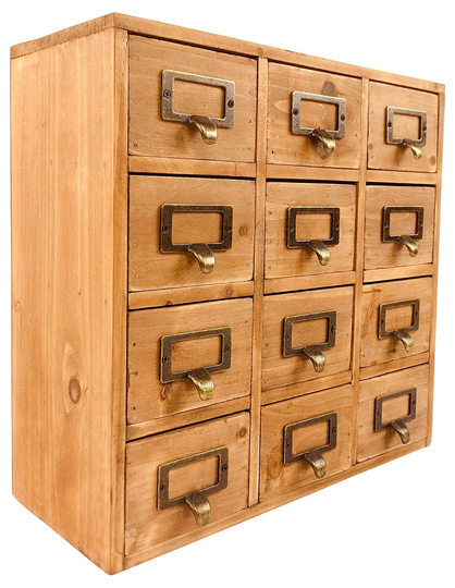 Small Storage Drawers. Home Office, Solid Wood 12 Drawer Desktop Organiser, Trinket With Drawers, Wooden Rustic, Industrial