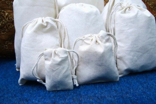 100 Pcs Of 4x6 Inches Organic Cotton Double Drawstring Eco Friendly Reusable Muslin Bags. Best For Storage & Packaging. Free Delivery