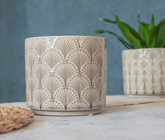 Ceramic Grey Planter, Glazed Plant Pot, Retro Pot Indoor Planter Cover