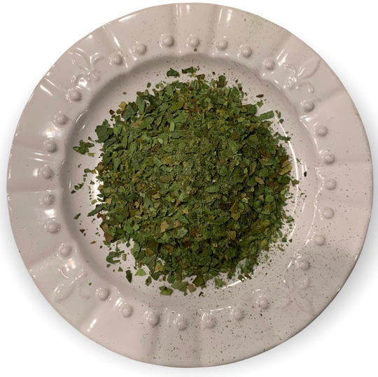 Chopped Dried Kaffir Lime Leaf Flakes Leaves Makrut Mauritius Papeda Citrus Hystrix Fresh Picked & To Order