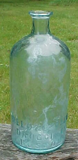 C1840S Reed & Cutler Druggists Boston, Mass., Open Pontil Cork Top Aqua Glass Medicine Bottle