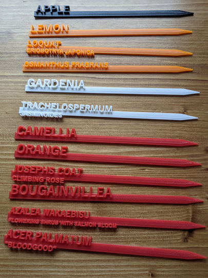 Garden Labels - Custom 3D Printed Tag/Markers Stakes Label Plant Marker Plants Gardening