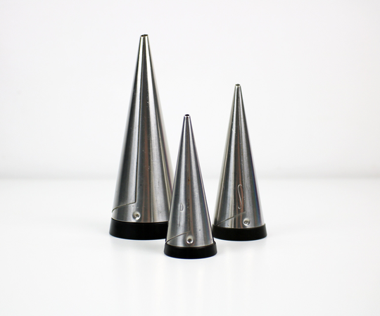 Swedish Modernist Conical Steel Cruet Salt, Pepper & Sugar Set By Gense Of Sweden