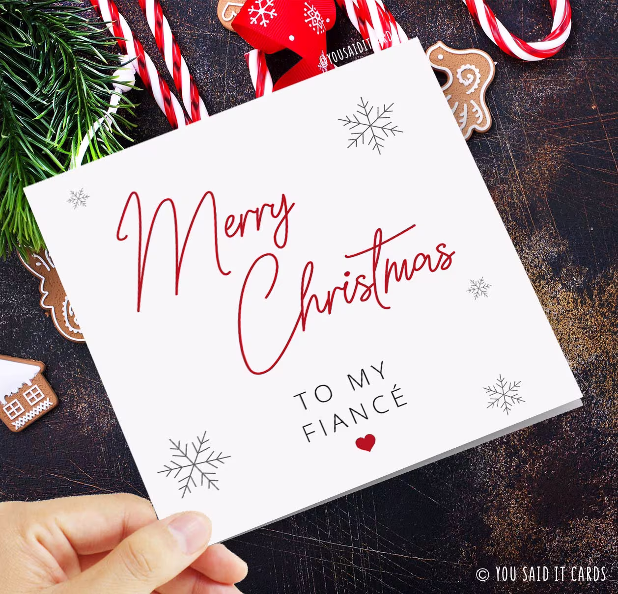Merry Christmas To My Fiancé - Card For Husband To Be Xmas Him Seasonal Cards Festive Simplistic Nice