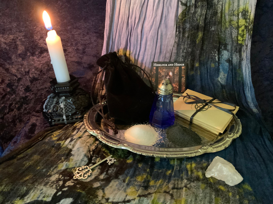 Witch's Salt Kit With Vintage Art Deco Shaker. Christmas, Gift, Yule, Holiday, Birthday. Witch. Pagan, Black Salt, Protection Spell