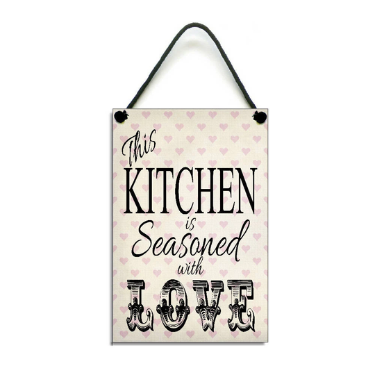 Kitchen Sign-Kitchen Decor-Kitchen Wall Art-This Is Seasoned With Love-Kitchen Gift-Handmade Wooden Home Sign-154