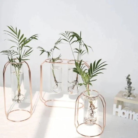 Nordic Style Frameless Iron Planter, Glass Tube Vase, Frameless Decor, Minimalistic Hydroponic Silhouette Line Trending