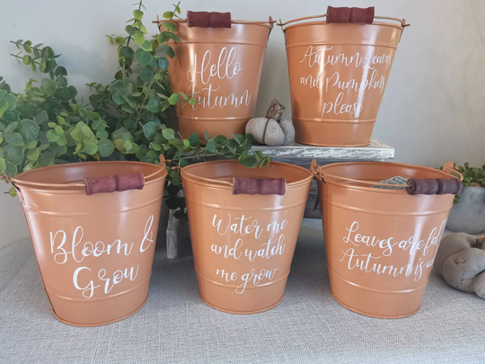 Metal Bucket, Metal Planters, Autumn Home Decor