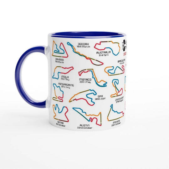 2023 Formula 1 Calendar Mugs - F1 Season Fixture Choose Your Colour