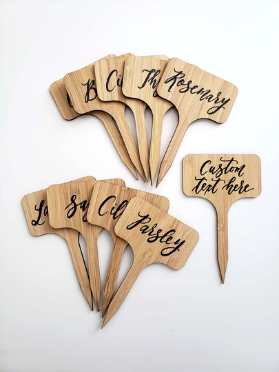 Mother's Day Gardener Gift, Plant Markers For Garden Herbs & Vegetables, Wooden Hand Lettered Herb Set, Marker Stakes