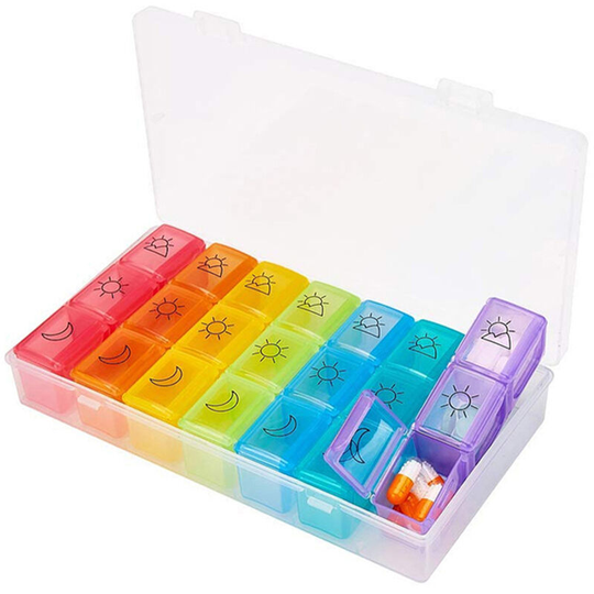 Medicine Case Medicine Box Pill Organizer Pill Box Moisture-Proof Pill Case Medication Reminder Portable Travel Container for Vitamins Fish Oil