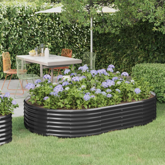 Asupermall - Garden Planter Powder-coated Steel 214x140x36 cm Anthracite