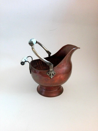 Copper & Brass Planter Pot, Vintage French, Copper Planter, Fireplace Decor, Indoor Garden, Flower Brass, Garden Decor