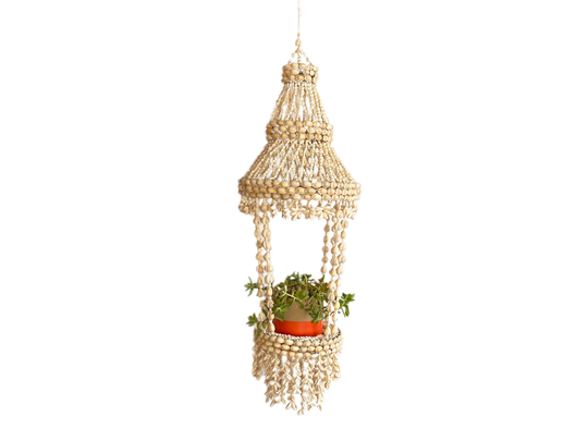 Vintage // Shell Macrame Plant Hanger, Boho Chic, Macrame, Beach, Cottage, Shabby Indoor Garden 1970S