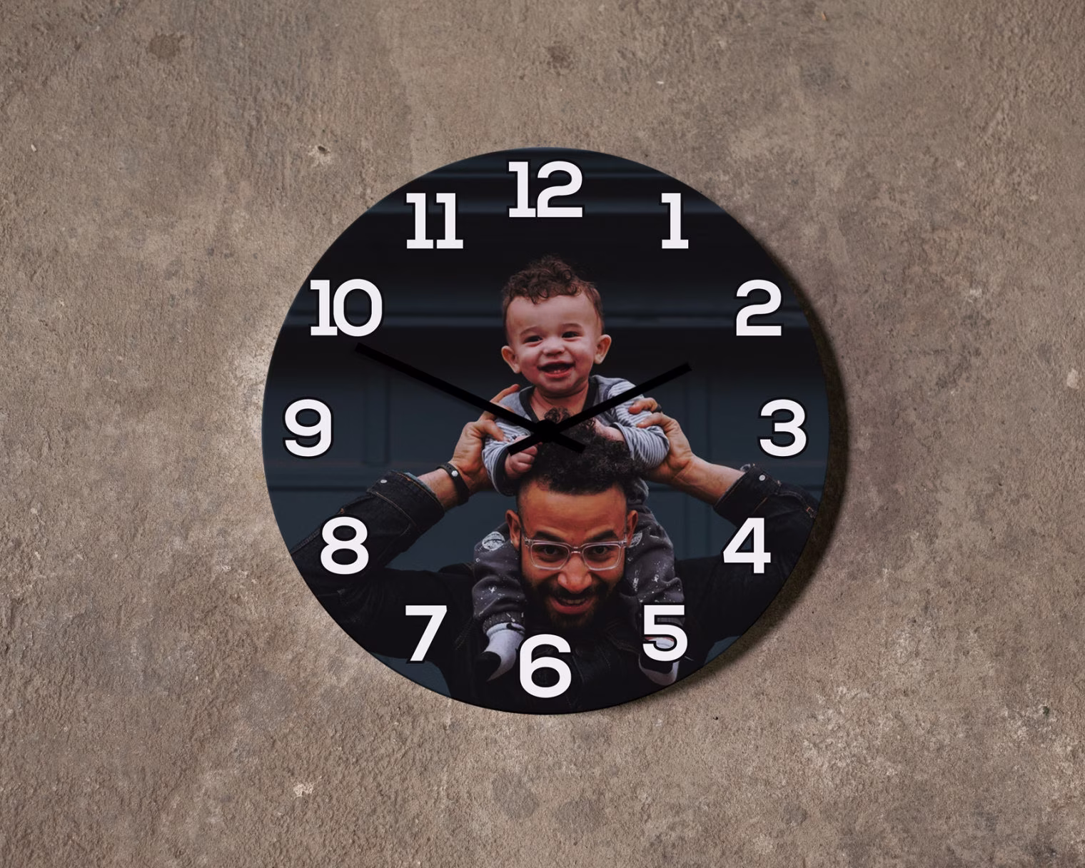 Personalised Toughened Glass Super Silent Wall Clock, Your Photo Logo Text Family Home Slate Round Modern Printed Clock Four Seasons