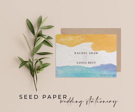 Plantable Seed Paper Eco-Friendly Sustainable Biodegradable Wedding Save The Date Invitation - Sun & Sea
