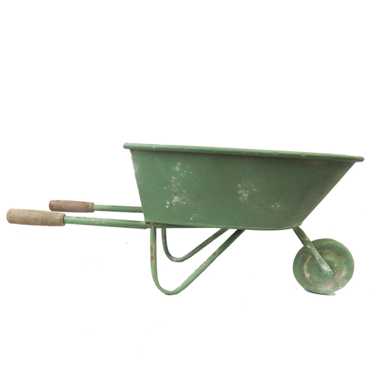Large Green Iron Wheelbarrow Plant Pot Shabby Chic Finish Garden Planter