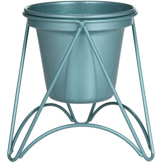Asupermall - Flower Plant Pot with Stand Gold Metal Plant Pot with Gold Metal Stand for Herbs Orchids Cacti Succulents Indoor Outdoor Display Flower
