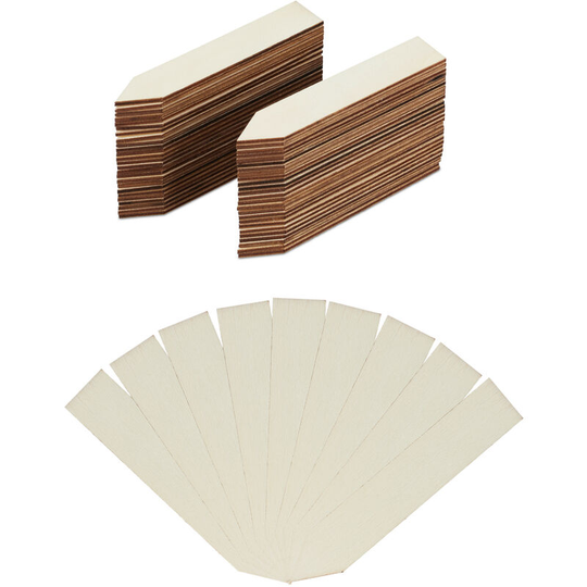 Plant Labels Pack of 60, For Labelling Flower & Herb Pots, Garden Tags, Wooden Markers, 10.5 cm, Natural - Relaxdays