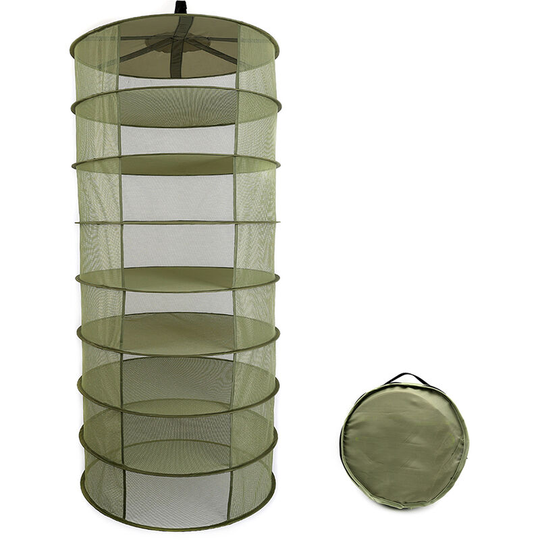 8 Layers Hanging Basket Folding Drying Rack Herb Dry Net Opening Shape Dryer Bag Mesh 600mm Diameter For Herbs Flowers Buds Plants