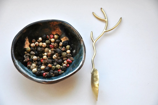 Spice Or Salt Small Spoon Foodie Gift Bold Brass Kitchen Utensils Food Photography Prop Hostess Decorative Rustic Cottagecore