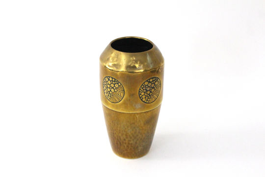 stunning 1920S Art Deco Wmf Vase in Solid Brass With Abstract Embossed Motifs & Hammered Finish || Small Antique Decorative Metal