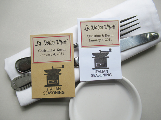 Diy Wedding & Party Favors, Personalized Eco Friendly Favor Bags, Italian Theme, La Dolce Vita With Names & Date