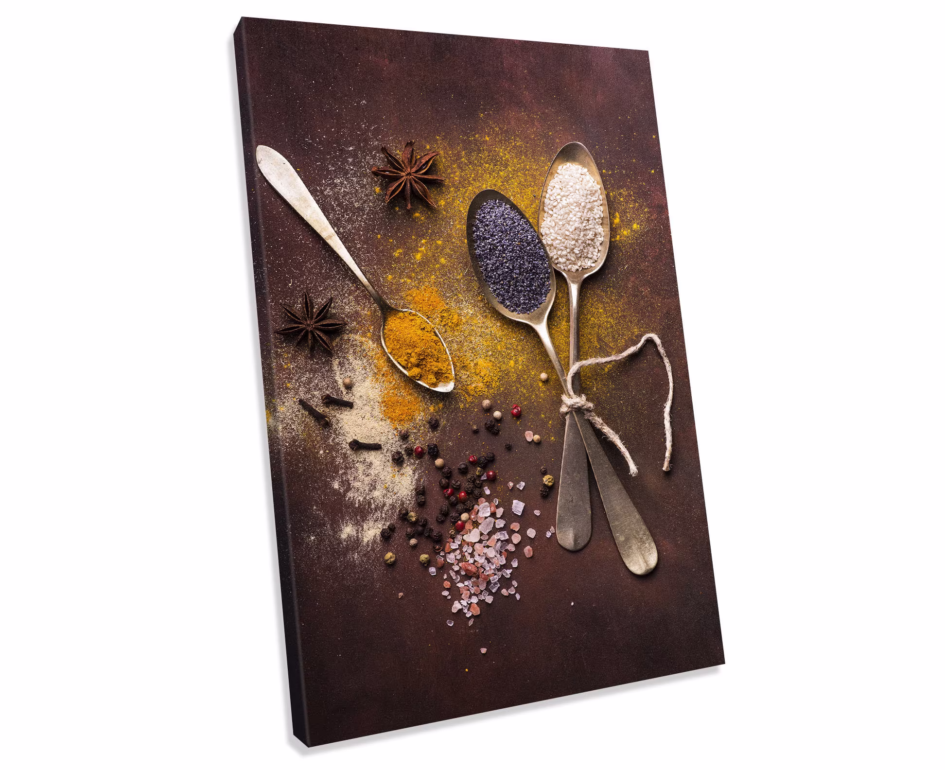 Salt & Pepper Kitchen Spoon Spices Canvas Art Print Box Framed Picture Home Office Decor