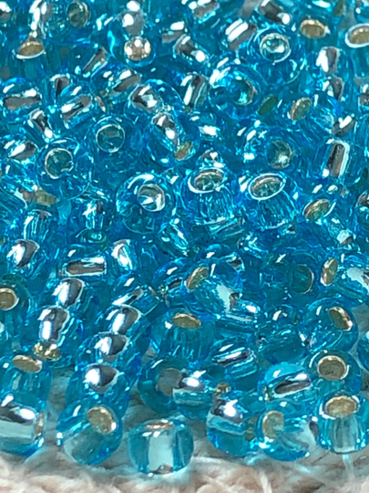New Toho Round Seed Beads, 8/0, Silver-Lined Aquamarine, | Tr-08-23, Qty 20 Grams, 3mm Beads