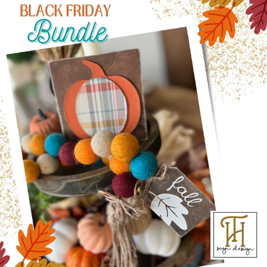 Fall Felt Pom Garland With Pumpkin Sign/Tiered Tray Decor/Fall/Seasonal Decor
