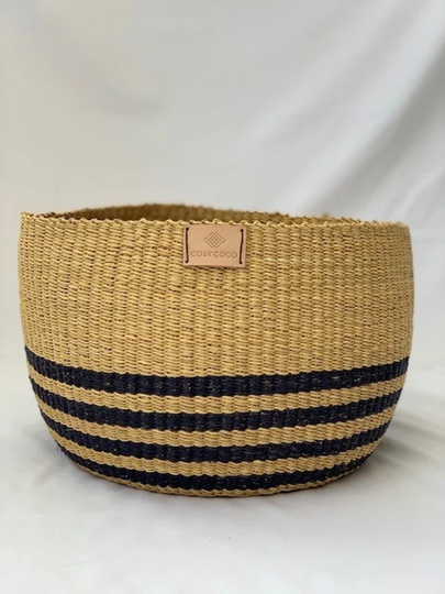 Large Plant Basket Navy Stripes