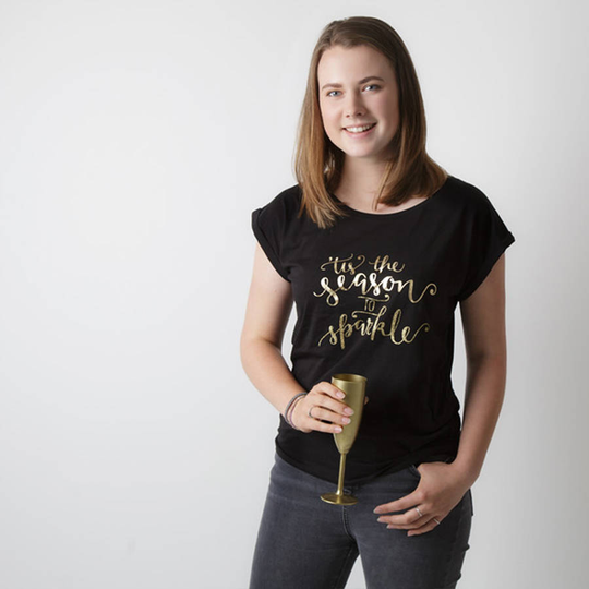 Tis The Season To Sparkle Ladies Christmas T Shirt, Gold/Silver