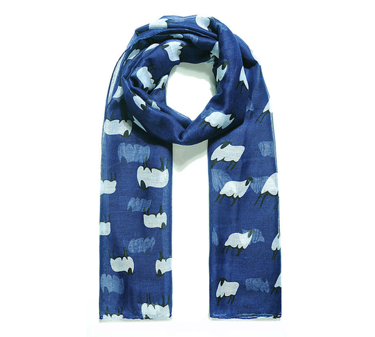 Sheep Print Scarf, Just Adorable Beautiful Blue Colour Ideal To Take You Through All The Seasons - Including Lambing