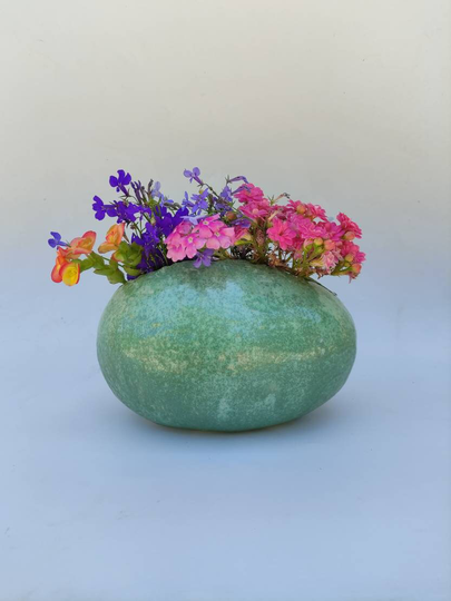 Round Egg-Shaped Vase, Large Flower Pot, Ceramic Planter