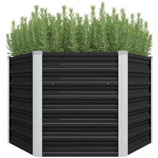 Garden Planter Anthracite 129x129x77 cm Galvanised Steel VD29855 - Hommoo
