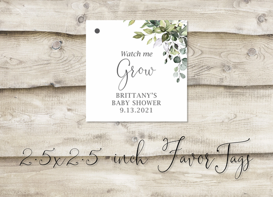 Watch Me Grow Succulent Favor Gift Tag For Baby Shower, Couples Flower Pot Thank You Hole-Punched Tags, Tags Seed Packet
