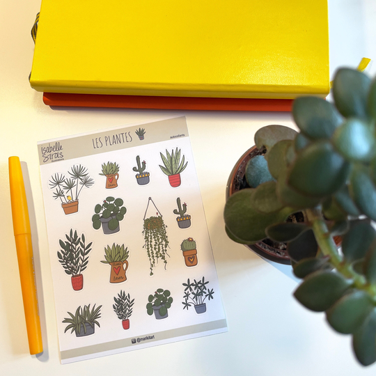 Adorable Green Plants Stickers, Bujo Stickers Fo Planner, Cute Plants, Lovely Cacti