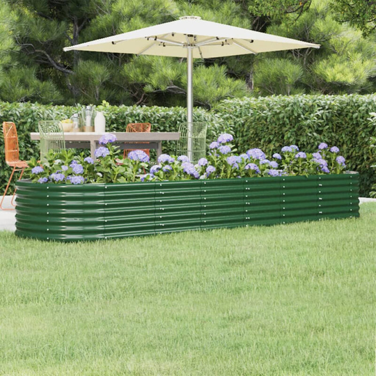 Asupermall - Garden Planter Powder-coated Steel 296x80x36 cm Green