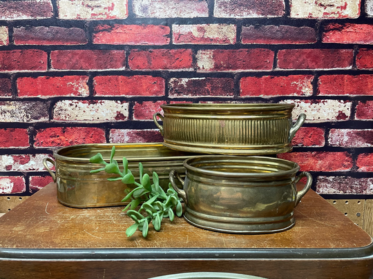 Lot Of 3 Brass Planters